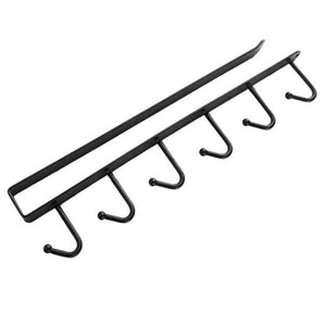 Kitchen Cutlery Cup Storage Rack With 6 Hooks Wall Mount Cupboard Hanging Hook Clothes Hanger Rangement Cuisine Cup Storage Rack