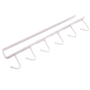 Kitchen Cutlery Cup Storage Rack With 6 Hooks Wall Mount Cupboard Hanging Hook Clothes Hanger Rangement Cuisine Cup Storage Rack
