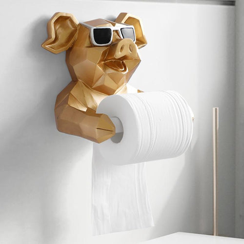 Animal Head Statue Figurine Hanging Tissue Holder Toilet Washroom Wall Home Decor Roll Paper Tissue Box Holder Wall Mount